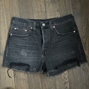NWOT Levi's 501 Black Distressed Jean Shorts Women’s 27